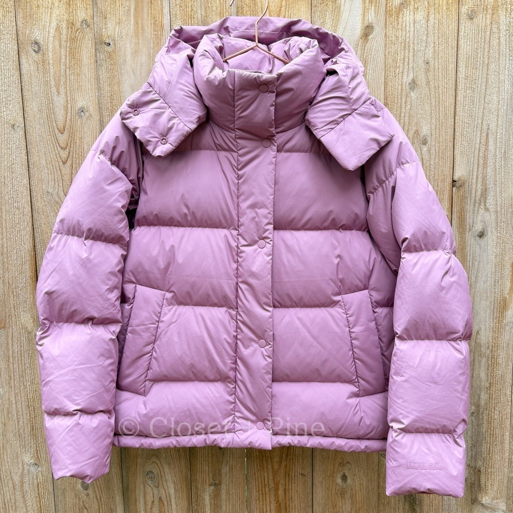 Lululemon Wunder Puff Jacket Velvet Dust Purple Pink Size 8 Hooded Puffer Coat - Picture 3 of 17